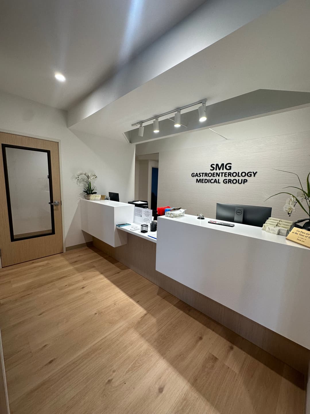 Gastroenterology medical office reception area with modern design and welcoming ambiance.
